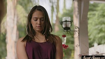 slutty stepdaughter gets fucked and creamed in interracial roleplay.
