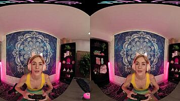 vrallure soothing morning with petite 18+ blonde playing with toys in pov voyeur style