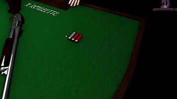 Cartoon Game Roulette Features Huge Curvy Babe Squirting Cumshot Blowbang On Table