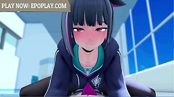 Kyouyama Kazusa From Blue Archive Gives Sexy Anime Blowjob In Hentai