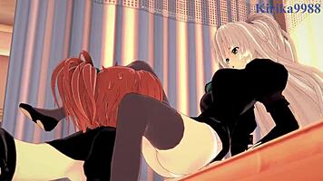 Shizuma Hanazono and Nagisa Aoi, are you ready for intense lesbian play? strawberry panic hentai