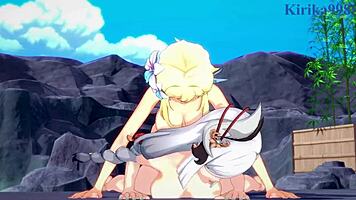 Shenhe And Lumine And Miko Yae And Raiden Shogun Intense Futanari Sex - Genshin Impact Hentai