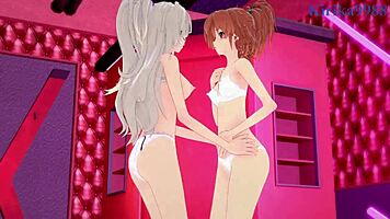 Shizuma Hanazono and Nagisa Aoi, are you ready for intense lesbian play? strawberry panic hentai