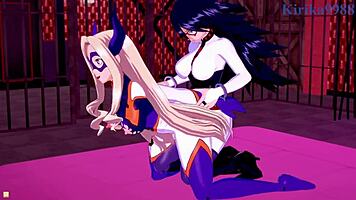 Man, Ochako Uraraka and Mt Lady in wild hentai futanari sex!