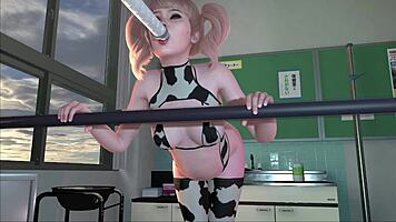 The Gain Trials 01: Blonde BBW's Big Tits Lactate in 3D Game Action