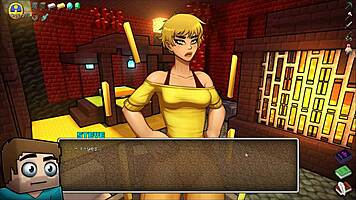 Hornycraft parody hentai game ep 45 contrasts femdom with huge cum on face.