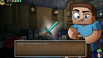 Hornycraft parody hentai game ep 45 contrasts femdom with huge cum on face.