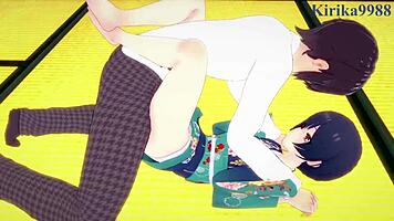 Rinze Morino and Hana Suzuki in wild hentai idol sex