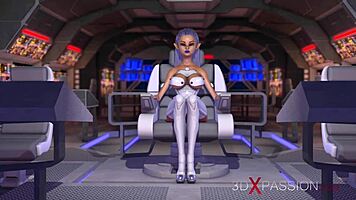 Earth Orbit Sci-Fi Android Plays with Hot Young Blonde