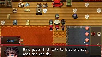 Redhead MILF Blocks Him with Giant Tits in Harem Game Ep 14