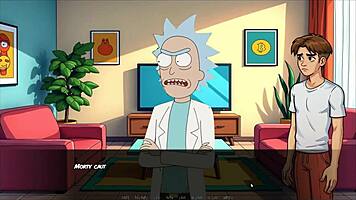 Morty's sister squirts in shower hentai game parody