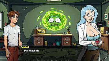 Morty's sister squirts in shower hentai game parody