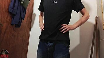 Balancing Two Jobs with a Solo Bathroom Cumshot Explosion