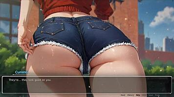 teen 18+ girlfriend shows perfect ass in hentai game street