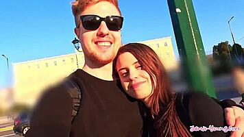 teenie gets juicy cum in mouth in athens sex vlog 😏