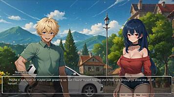 horny girlfriend rips his shirt off in the romance game