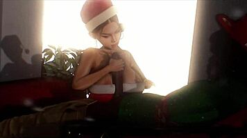 Leanna's interracial christmas cosplay fuck