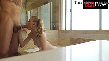 Damn! Stepbro Caught Jerking to Stepsis Cleaning Pussy at Pool