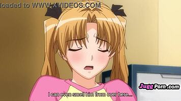 Petite stepsister rubs tight pussy in uncensored hentai action!