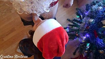 girl gets fucked by russian santa under christmas tree