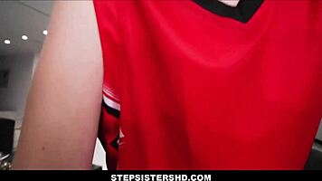 Claire Roos and Allen Swift as stepsiblings in family room POV