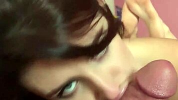 The bookish college librarian with big tits and glasses sucks Brad Newman's big dick for the first time in voyeur POV.