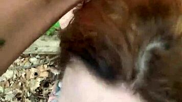 Caught in forest begging for dick