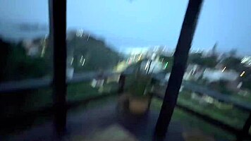 Young Married Latina Enjoys Outdoor Sex on Balcony, Ignoring Onlookers
