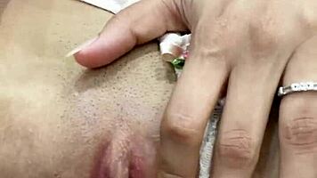 Horny girl dildo fucks tight pussy