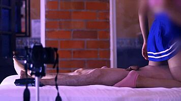 Teen student and stepmother exchange soft caresses on the sofa