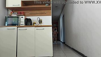 Risky sex with my husband's friend while he’s in the shower. We almost got caught in the act!