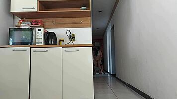 Risky sex with my husband's friend while he’s in the shower. We almost got caught in the act!