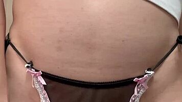 Japanese Teen 18+ with Pierced Nipples in Sexy Bunny Anal Plug.