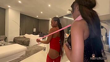 doggy strapping with buttplug and big clit licking feels so juicy