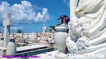 i'm slut majick, topless dancin in the cemetary with panties and thong