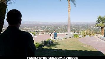 big tit teen orgasms on stepdaddys cock!