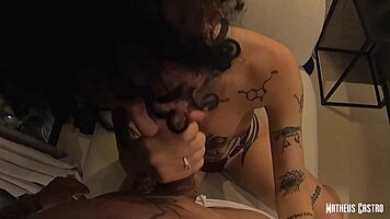 Did you tease and fuck your tattooed Brazilian teen neighbor for a facial?