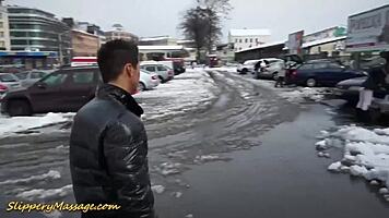 Slippery Nuru Massage Couple With Big Cock And Cumshot