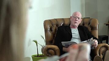 old man fingering his online date's pussy till she cums hard