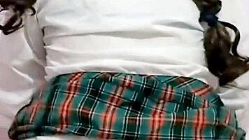 Mexican student wets panties after school orgasm and records homemade anal creampie