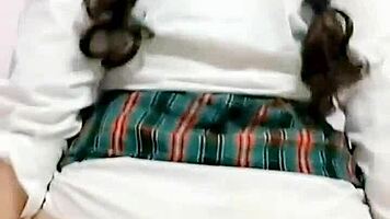 Mexican student wets panties after school orgasm and records homemade anal creampie