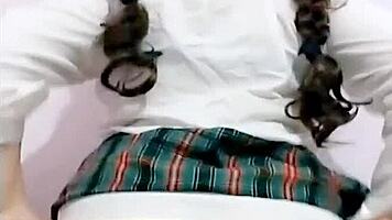 Mexican student wets panties after school orgasm and records homemade anal creampie