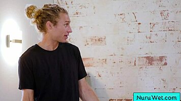 Horny Client GETS FIRST NURU MASSAGE from Hot Teen 18+ Naked Masseuse Michael Vegas Sophia Burns