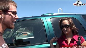 brunette teen 18+ with small tits and hairy pussy gets wild pickup on the street 😈