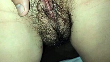 In this POV scene, the stepson's small cock delivers a creampie to the big pussy.