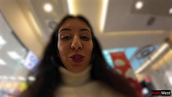 Teen pees in jeans at the shopping mall