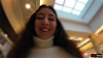 Teen pees in jeans at the shopping mall