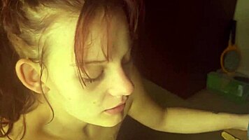 Eighteen-Year-Old Stepdaughter Sucks Daddy's Cock While Getting Pussy Fucked With Dildo