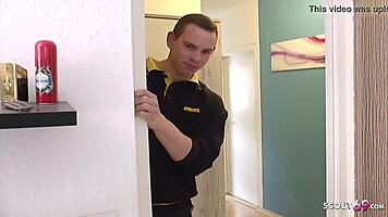 Mailman Catches German Teen 18+ Tight Tini for a Quick Bang