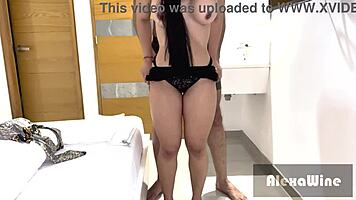 latina teen 18+ seduces coworker with perfect body, teasing for big cock action